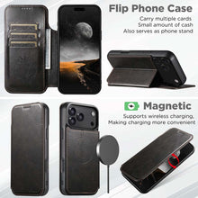 Lade das Bild in den Galerie-Viewer, Casekis Leather Wallet MagSafe Phone Case Black