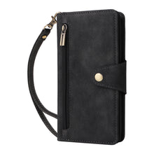 Lade das Bild in den Galerie-Viewer, Casekis Studded Zip Leather Wallet Wristlet Phone Case Black