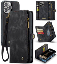 Lade das Bild in den Galerie-Viewer, Casekis Wrist Strap Zipper Wallet Phone Case Black