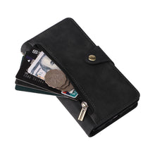 Lade das Bild in den Galerie-Viewer, Casekis Studded Zip Leather Wallet Wristlet Phone Case Black