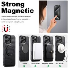 Lade das Bild in den Galerie-Viewer, Casekis Magnetic Charging Rotating Stand Leather Phone Case Fiber Texture
