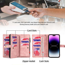 Lade das Bild in den Galerie-Viewer, Casekis Zipper 11 Card Slots Wallet Phone Case Pink