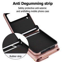 Lade das Bild in den Galerie-Viewer, Casekis Crossbody Cardholder Phone Case For Galaxy Z Flip 3 Rose Gold
