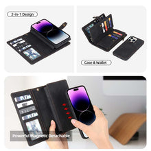 Lade das Bild in den Galerie-Viewer, Casekis Zipper 11 Card Slots Wallet Phone Case Black