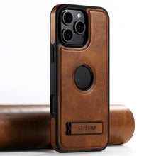 Lade das Bild in den Galerie-Viewer, Casekis MagSafe Leather Stand Phone Case Brown