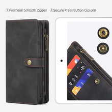 Lade das Bild in den Galerie-Viewer, Casekis Zipper 11 Card Slots Wallet Phone Case Black