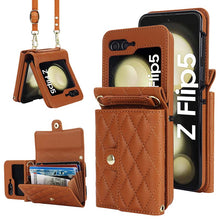 Load image into Gallery viewer, Casekis Crossbody Cardholder Phone Case For Galaxy Z Flip 5 Brown