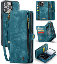 Load image into Gallery viewer, Casekis Wrist Strap Zipper Wallet Phone Case Blue
