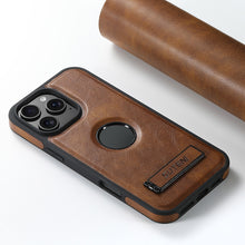 Lade das Bild in den Galerie-Viewer, Casekis MagSafe Leather Stand Phone Case Brown