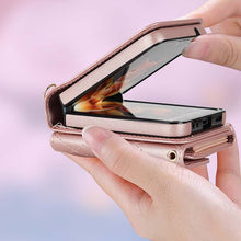 Lade das Bild in den Galerie-Viewer, Casekis Crossbody Cardholder Phone Case For Galaxy Z Flip 3 Rose Gold