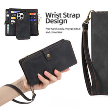 Lade das Bild in den Galerie-Viewer, Casekis Zipper 11 Card Slots Wallet Phone Case Black