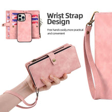 Lade das Bild in den Galerie-Viewer, Casekis Zipper 11 Card Slots Wallet Phone Case Pink