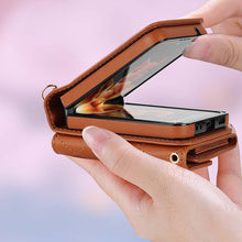 Load image into Gallery viewer, Casekis Crossbody Cardholder Phone Case For Galaxy Z Flip 4 Brown
