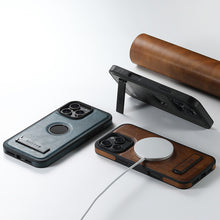 Lade das Bild in den Galerie-Viewer, Casekis MagSafe Leather Stand Phone Case Black