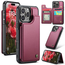 Load image into Gallery viewer, Casekis RFID Cardholder Wallet Phone Case Red Wine