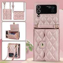Load image into Gallery viewer, Casekis Crossbody Cardholder Phone Case For Galaxy Z Flip 4 Rose Gold