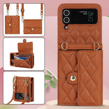 Load image into Gallery viewer, Casekis Crossbody Cardholder Phone Case For Galaxy Z Flip 4 Brown