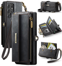 Lade das Bild in den Galerie-Viewer, Casekis Crossbody Leather Wallet RFID Phone Case Black