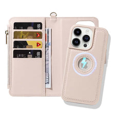 Lade das Bild in den Galerie-Viewer, Casekis Cardholder Case with Wrist Strap,Compatible with MagSafe,Zipper Pocket,Beige