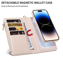 Lade das Bild in den Galerie-Viewer, Casekis Cardholder Case with Wrist Strap,Compatible with MagSafe,Zipper Pocket,Beige