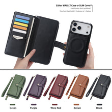 Lade das Bild in den Galerie-Viewer, CASEKIS 2-in-1 Magnetic Detachable Wallet Case with RFID Blocking, 16 Card Slots & Zipper Pocket Black