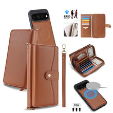 Lade das Bild in den Galerie-Viewer, CASEKIS 2-in-1 Magnetic Detachable Wallet Case with RFID Blocking, 16 Card Slots & Zipper Pocket Brown