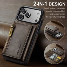 Load image into Gallery viewer, Casekis RFID Magnetic Detachable Leather Wallet Phone Case Coffee