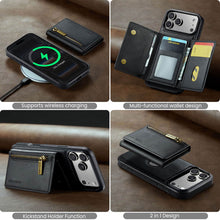 Load image into Gallery viewer, Casekis RFID Magnetic Detachable Leather Wallet Phone Case Black
