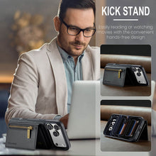 Load image into Gallery viewer, Casekis RFID Magnetic Detachable Leather Wallet Phone Case Black