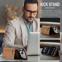 Lade das Bild in den Galerie-Viewer, Casekis RFID Magnetic Detachable Leather Wallet Phone Case Brown