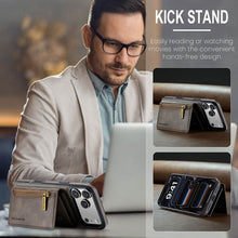 Load image into Gallery viewer, Casekis RFID Magnetic Detachable Leather Wallet Phone Case Coffee