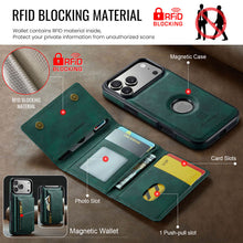 Load image into Gallery viewer, Casekis RFID Magnetic Detachable Leather Wallet Phone Case Green