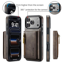 Load image into Gallery viewer, Casekis RFID Magnetic Detachable Leather Wallet Phone Case Coffee