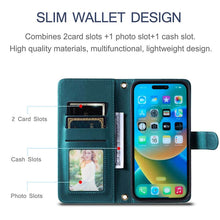 Lade das Bild in den Galerie-Viewer, Casekis 3 Card Leather Crossbody Wallet Phone Case Green