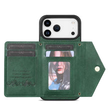 Lade das Bild in den Galerie-Viewer, Casekis Crossbody Strap Leather Magnetic Wallet Phone Case Green