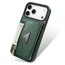 Lade das Bild in den Galerie-Viewer, Casekis Crossbody Strap Leather Magnetic Wallet Phone Case Green