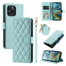 Lade das Bild in den Galerie-Viewer, Casekis 3 Card Leather Crossbody Wallet Phone Case Mint Green