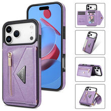 Lade das Bild in den Galerie-Viewer, Casekis Crossbody Strap Leather Magnetic Wallet Phone Case Purple
