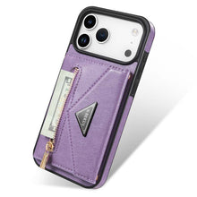 Lade das Bild in den Galerie-Viewer, Casekis Crossbody Strap Leather Magnetic Wallet Phone Case Purple