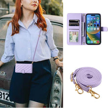 Lade das Bild in den Galerie-Viewer, Casekis 3 Card Leather Crossbody Wallet Phone Case Purple
