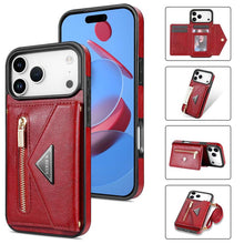 Lade das Bild in den Galerie-Viewer, Casekis Crossbody Strap Leather Magnetic Wallet Phone Case Red