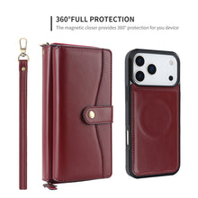 Load image into Gallery viewer, CASEKIS 2-in-1 Magnetic Detachable Wallet Case with RFID Blocking, 16 Card Slots & Zipper Pocket Red