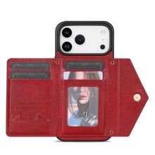 Lade das Bild in den Galerie-Viewer, Casekis Crossbody Strap Leather Magnetic Wallet Phone Case Red