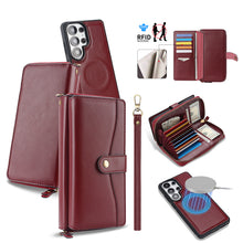 Load image into Gallery viewer, CASEKIS 2-in-1 Magnetic Detachable Wallet Case with RFID Blocking, 16 Card Slots & Zipper Pocket Red