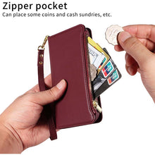 Load image into Gallery viewer, Casekis Cardholder Case with Wrist Strap,Compatible with MagSafe,Zipper Pocket,Red Wine