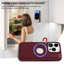 Load image into Gallery viewer, Casekis Cardholder Case with Wrist Strap,Compatible with MagSafe,Zipper Pocket,Red Wine