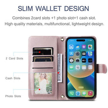 Lade das Bild in den Galerie-Viewer, Casekis 3 Card Leather Crossbody Wallet Phone Case Rose Gold