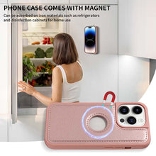 Lade das Bild in den Galerie-Viewer, Casekis Cardholder Case with Wrist Strap,Compatible with MagSafe,Zipper Pocket,Rose Gold