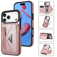 Lade das Bild in den Galerie-Viewer, Casekis Crossbody Strap Leather Magnetic Wallet Phone Case Rose Gold