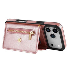 Lade das Bild in den Galerie-Viewer, Casekis Crossbody Strap Leather Magnetic Wallet Phone Case Rose Gold